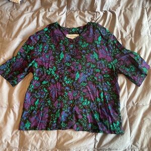 Vintage Norton McNaughton Floral Button Up Blouse. Size 14, Large.